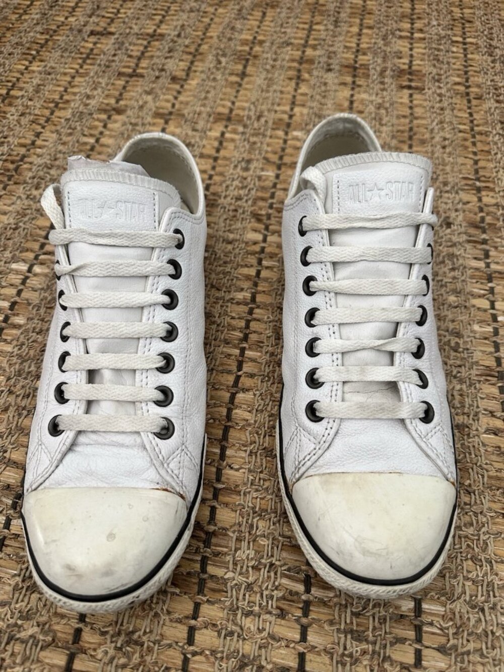 Converse Chuck Taylor All Star Men's Leather White Thin Sole 117650 RARE!